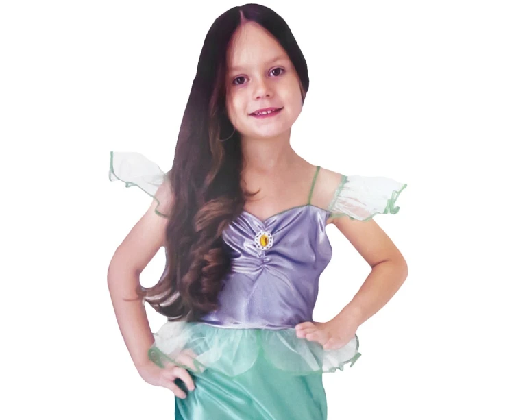 Strój syrenki dla dziewczynki – sukienka fioletowo-zielona 110/120 cm