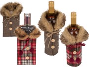 Ubranko na butelkę z futrzanym kołnierzem – świąteczna dekoracja stołu  (1).jpg