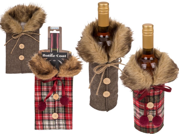 Ubranko na butelkę z futrzanym kołnierzem – świąteczna dekoracja stołu  (1).jpg