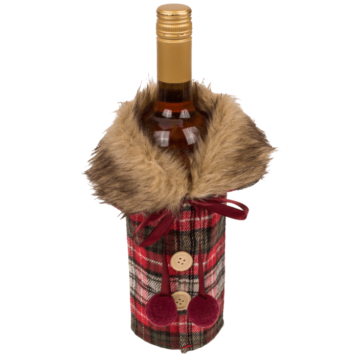 Ubranko na butelkę z futrzanym kołnierzem – świąteczna dekoracja stołu  (7).png