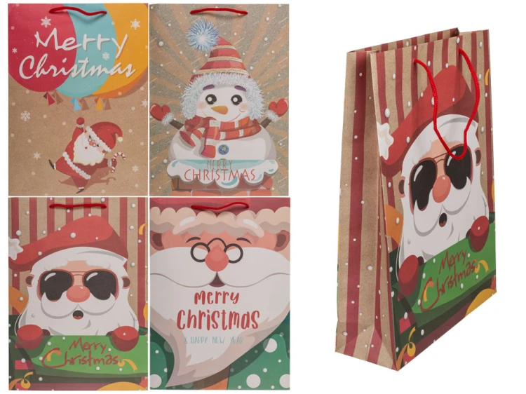 Świąteczna torba prezentowa papierowa kraft – kolorowe motywy Mikołaja  (1).jpg