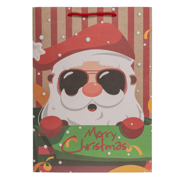 Świąteczna torba prezentowa papierowa kraft – kolorowe motywy Mikołaja  (3).png