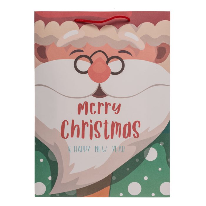 Świąteczna torba prezentowa papierowa kraft – kolorowe motywy Mikołaja  (5).png