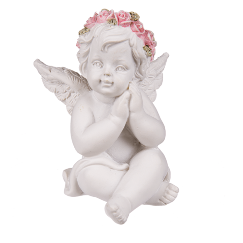 Figurka Aniołka z Różowym Wiankiem – Subtelna Dekoracja Pełna Ciepła  (1).png