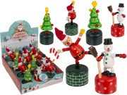 Drewniana Świąteczna Figurka na Sprężynce – Mikołaj, Bałwanek, Choinka  (1).jpg