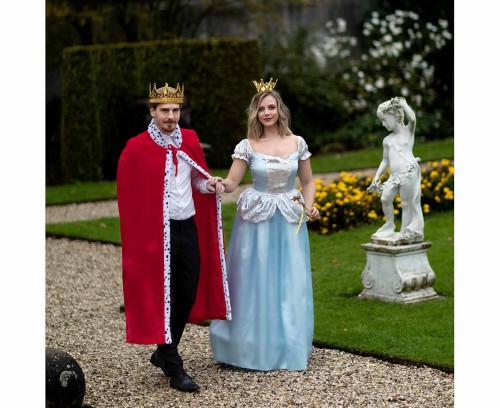 Peleryna królewska czerwona z kołnierzem – kostium, 140 cm, uniwersalna