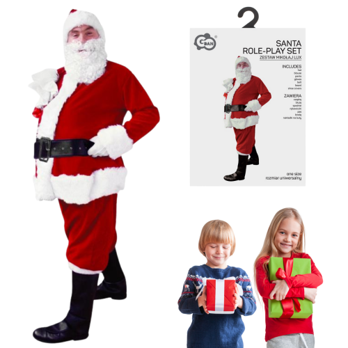 Profesjonalny strój Świętego Mikołaja dla dorosłych – komplet 9 elementów 4