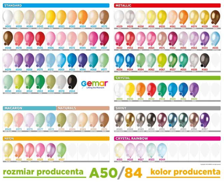 Balony Krystaliczne Mix 12” (30 cm) – zestaw 100 sztuk na przyjęcia