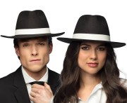 Kapelusz gangster deluxe – czarno-biały, stylowy dodatek do przebrania