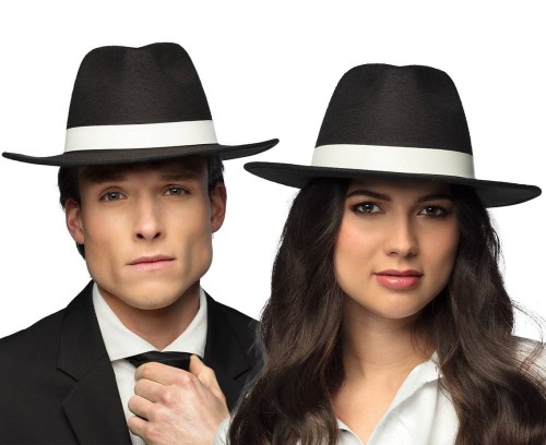 Kapelusz gangster deluxe – czarno-biały, stylowy dodatek do przebrania