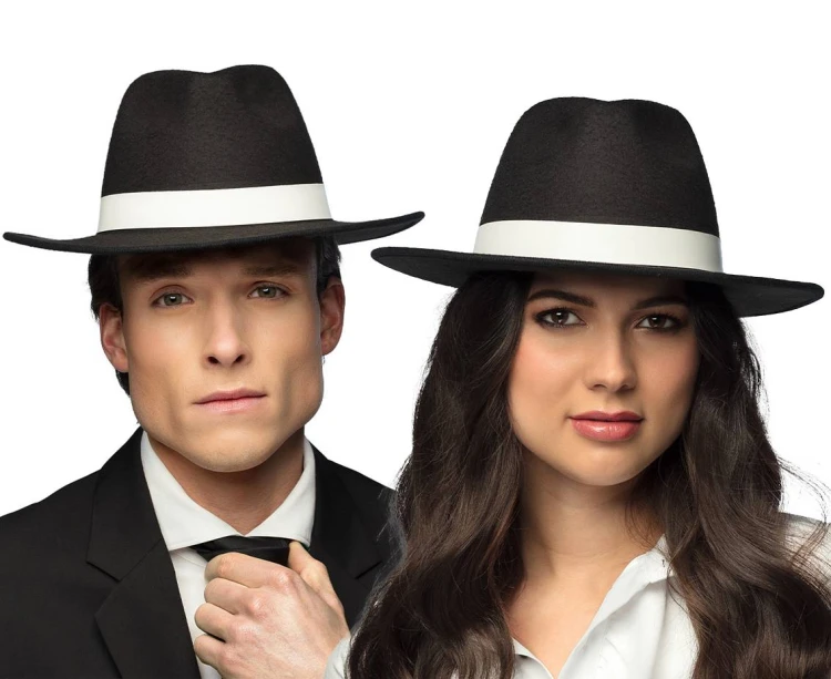 Kapelusz gangster deluxe – czarno-biały, stylowy dodatek do przebrania