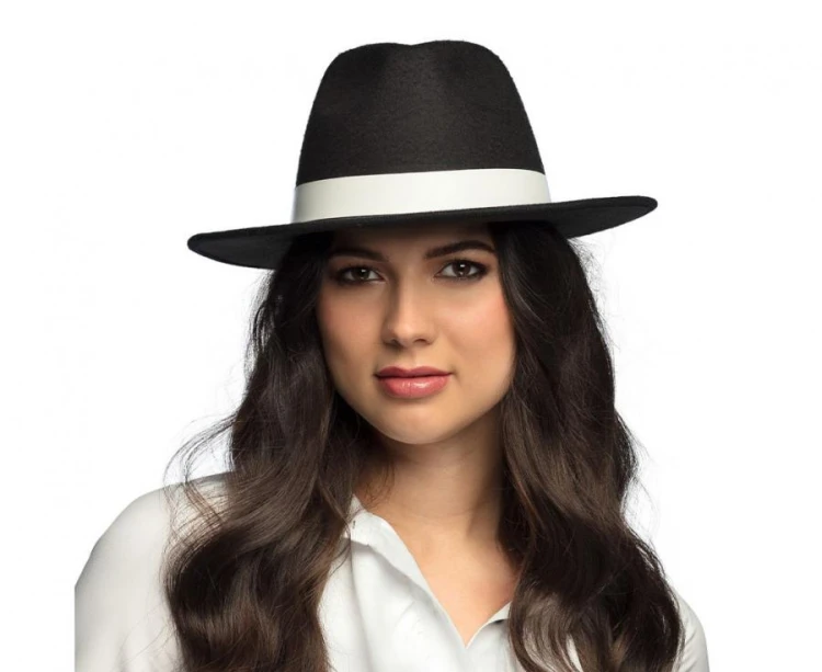 Kapelusz gangster deluxe – czarno-biały, stylowy dodatek do przebrania