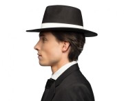 Kapelusz gangster deluxe – czarno-biały, stylowy dodatek do przebrania