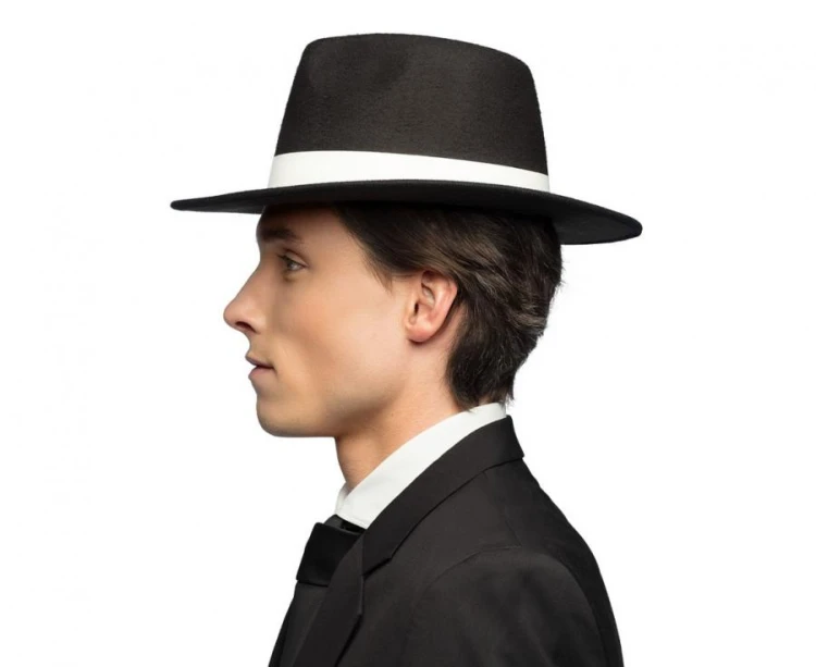 Kapelusz gangster deluxe – czarno-biały, stylowy dodatek do przebrania