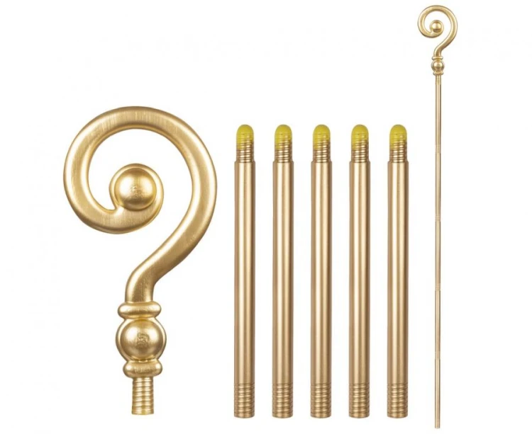 Złoty pastorał Świętego Mikołaja 185 cm – elegancka laska świąteczna