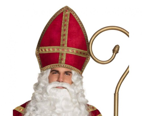 Mitra świętego Mikołaja – czerwone nakrycie głowy z ozdobami, uniwersalna