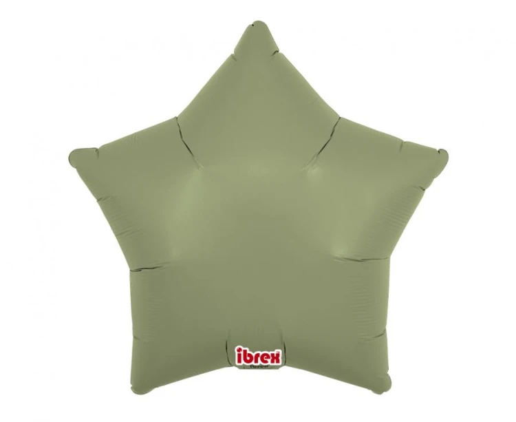 Balony foliowe gwiazda 15” Sage Green – 5 szt. na hel