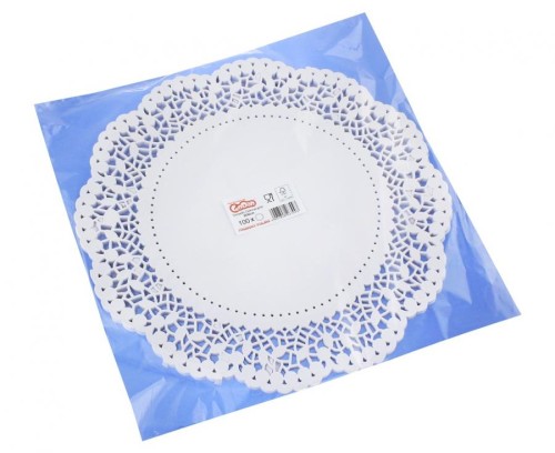 Eleganckie białe serwety papierowe 36 cm – koronka, opakowanie 100 szt.