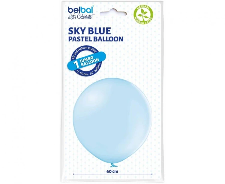 Balony pastelowe jasnoniebieskie 24″ (60 cm) – duże balony Sky Blue, 5 sztuk