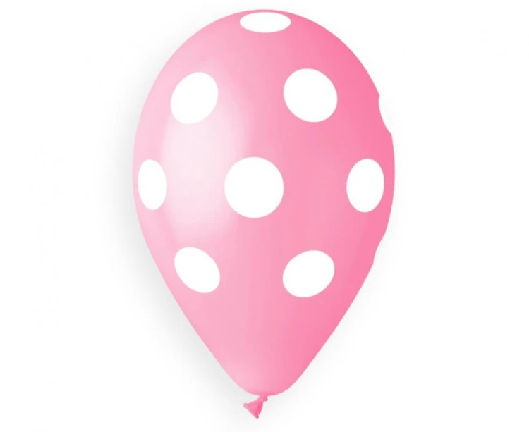 Balony pastelowe różowe w grochy 12″ (30 cm) – 50 sztuk Beauty&Charm