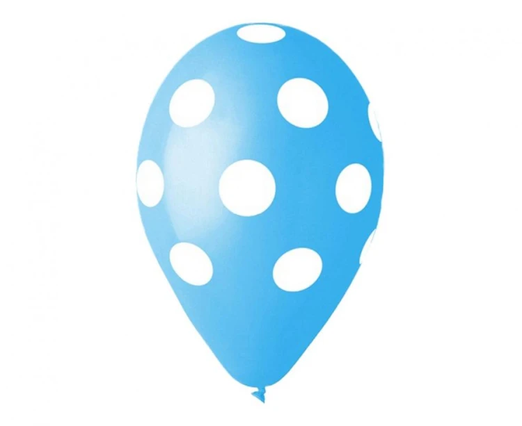 Balony pastelowe niebieskie w grochy 12″ (30 cm) – 50 sztuk Beauty&Charm