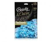 Balony pastelowe niebieskie w grochy 12″ (30 cm) – 50 sztuk Beauty&Charm