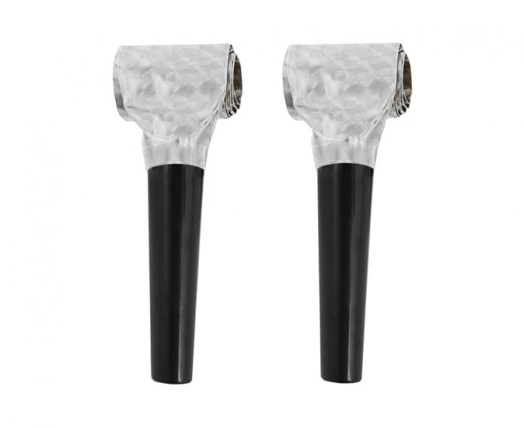 Trąbki holograficzne srebrne 100 szt – efektowny dodatek na imprezy