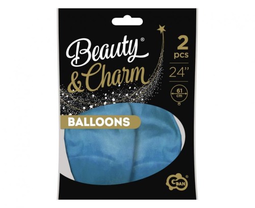 Balony platynowe jasnoniebieskie 24” - Beauty&Charm 2 szt