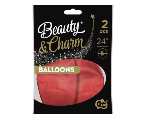 Balony platynowe jasno-czerwone 24” - Beauty&Charm 2 szt
