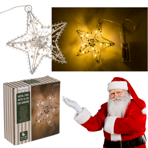 Metalowa gwiazda do powieszenia 10 LED Świąteczna  4