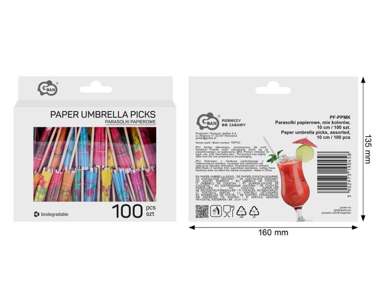 Parasolki papierowe do drinków 10 cm – kolorowa dekoracja na imprezę