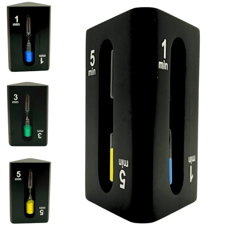 Trójstronna klepsydra 1–3–5 minut - czarny timer do biura i domu  (2).jpg