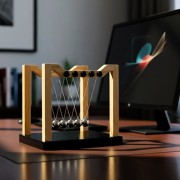 Kulki Newtona premium - elegancka dekoracja biurka z drewna i stali  (3).jpg