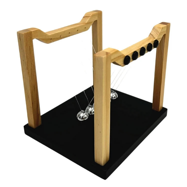 Kulki Newtona premium - elegancka dekoracja biurka z drewna i stali  (7).jpg