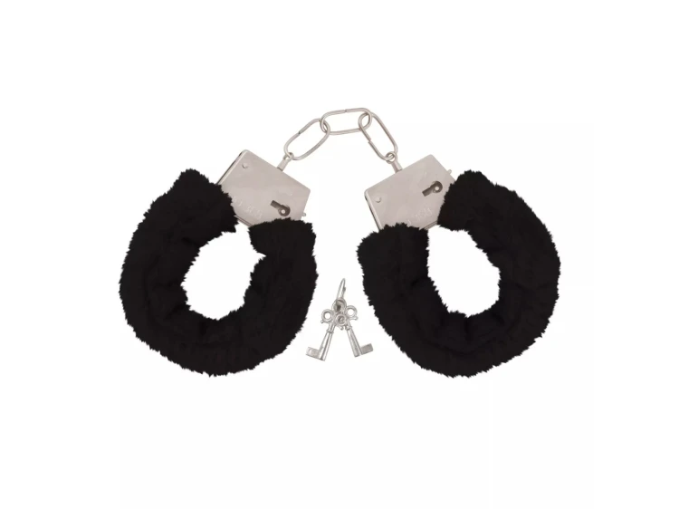 Kajdanki z futerkiem czarne - zmysłowy dodatek dla par .jpg
