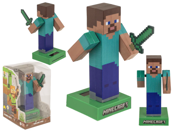 Figurka solarna Minecraft Steve - ruchomy gadżet na biurko  (1).webp