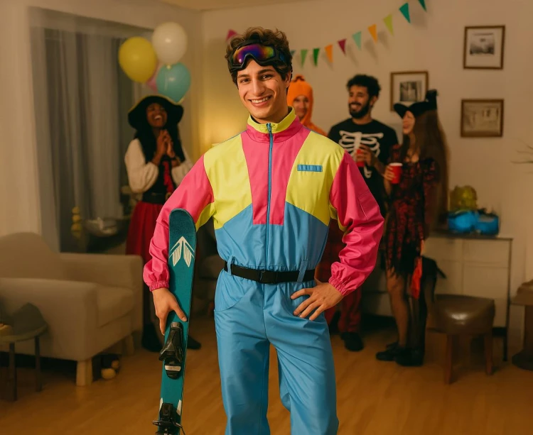 Strój narciarza męski - Kostium retro na imprezę i karnawał - Rozmiar M