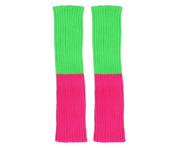 Strój do aerobiku lata 80 - Neonowy zestaw retro body i legginsy