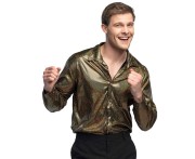 Złota koszula Shiny disco - Błyszczący męski kostium lata 70 - Rozmiar M