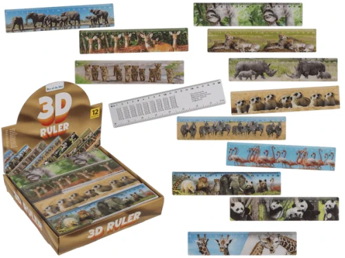 Linijka 3D ze zwierzętami i tabliczką mnożenia - 20 cm mix wzorów  (1).webp