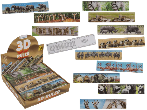 Linijka 3D ze zwierzętami i tabliczką mnożenia - 20 cm mix wzorów  (1).webp