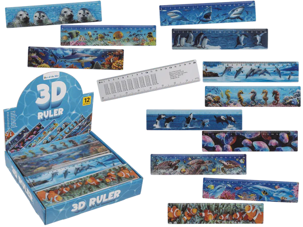 Linijka 3D z rybkami i tabliczką mnożenia - 20 cm morski mix  (1).webp