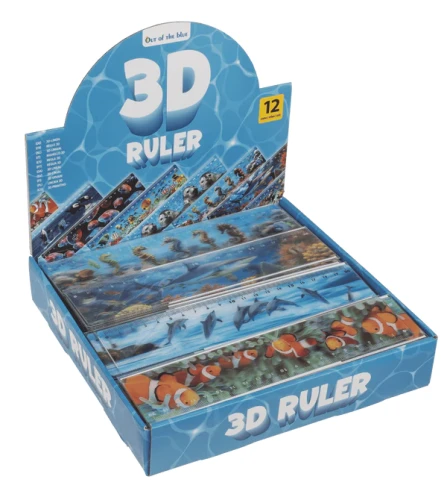 Linijka 3D z rybkami i tabliczką mnożenia - 20 cm morski mix  (2).webp