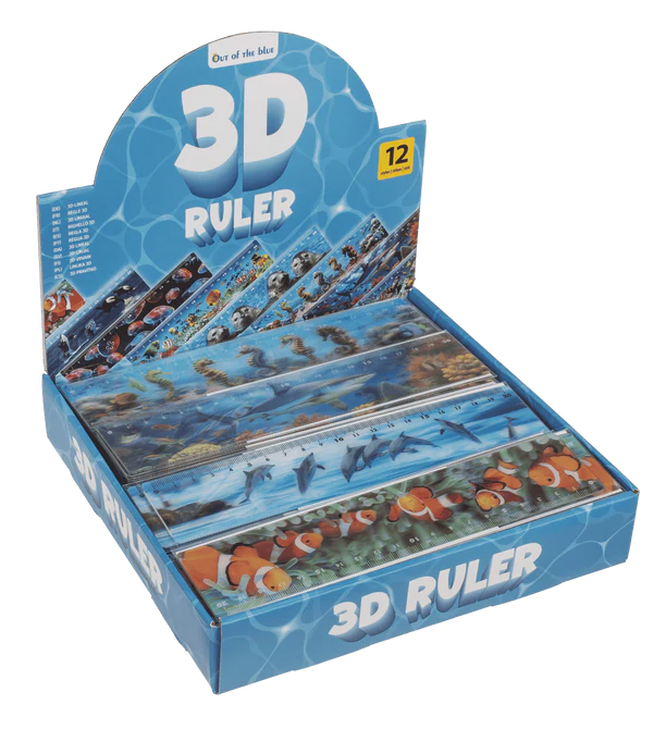 Linijka 3D z rybkami i tabliczką mnożenia - 20 cm morski mix  (2).webp