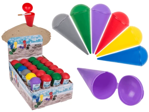 Przenośna popielniczka plażowa wbita w piasek - stożek z klapką  (1).webp