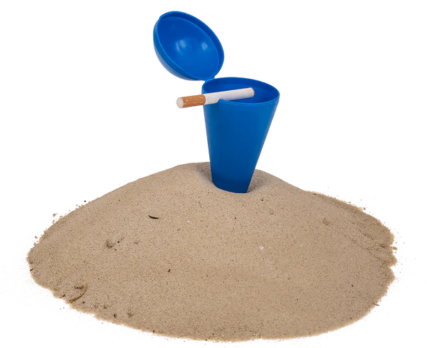 Przenośna popielniczka plażowa wbita w piasek - stożek z klapką  (2).webp