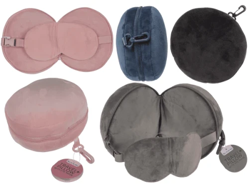 Pluszowa poduszka podróżna z opaską na oczy - zestaw 2w1 mix  (9).webp