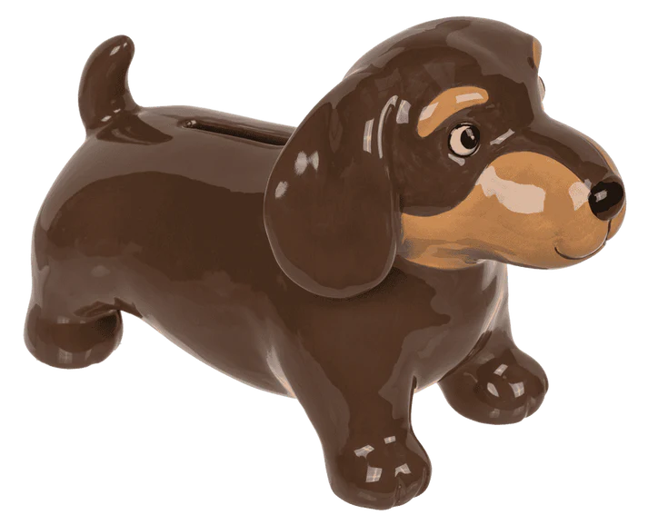 Skarbonka ceramiczna Pies Jamnik - figurka do oszczędzania 18 cm  (1).webp