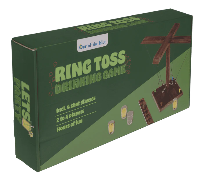 Drewniana gra alkoholowa rzut pierścieniem - zestaw z 4 kieliszkami  (1).webp