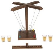 Drewniana gra alkoholowa rzut pierścieniem - zestaw z 4 kieliszkami  (2).webp